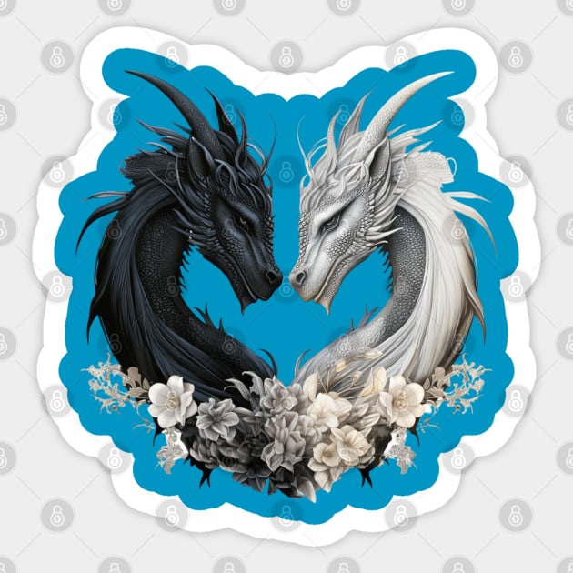 Dragons in Heart Shape Sticker by Luxinda